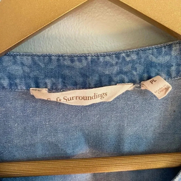 Soft Surroundings Chambray Leopard Print Top - Picture 5 of 15